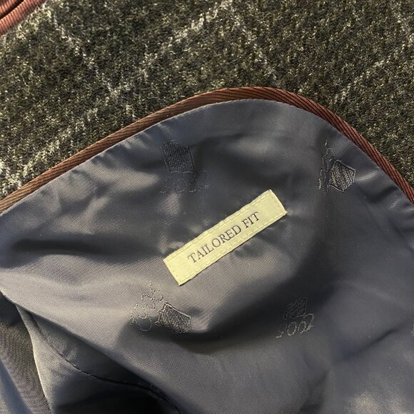 Jos A Bank Coat Men's 44R Wool Houdnstooth Plaid Two Button - Picture 8 of 11